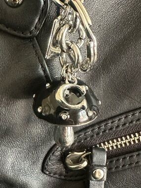 Black Mushroom Charm with silver hardware (coach inspired)